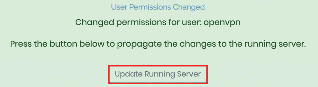 alterando permissões de usuário no openvpn