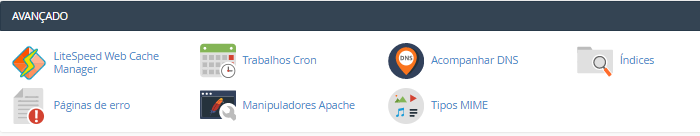 seção Avançado no cpanel