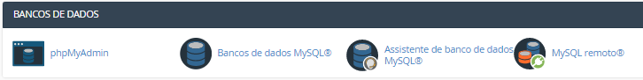 seção de bancos de dados do cpanel