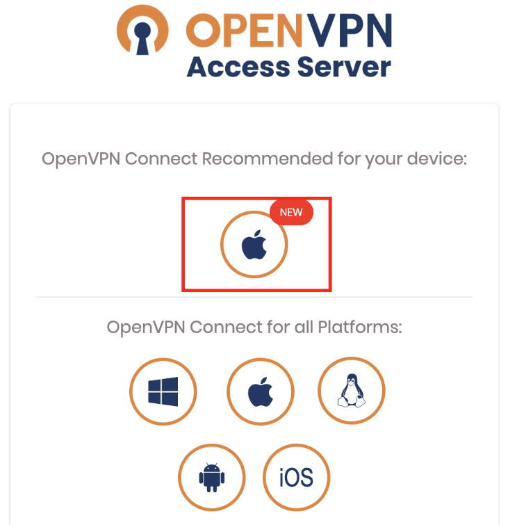 Selecionando o cliente OpenVPN para macOS