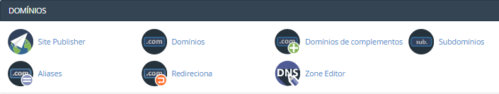 seção de Domínios no cpanel