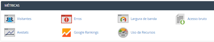 seção de Métricas do cpanel