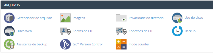 seção de arquivos do cpanel