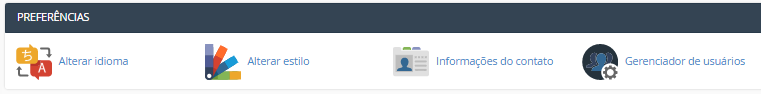 seção Preferências no cpanel