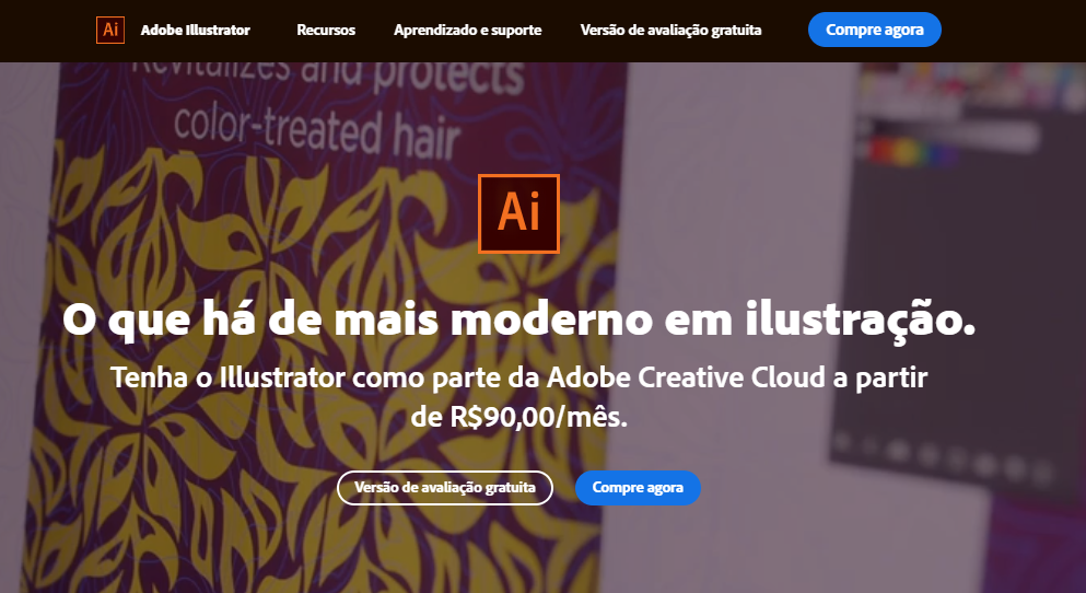 página do Adobe Illustrator no Brasil