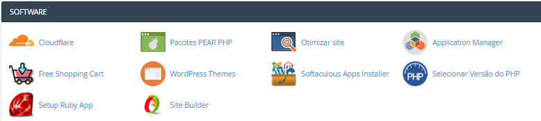 seção Software no cpanel