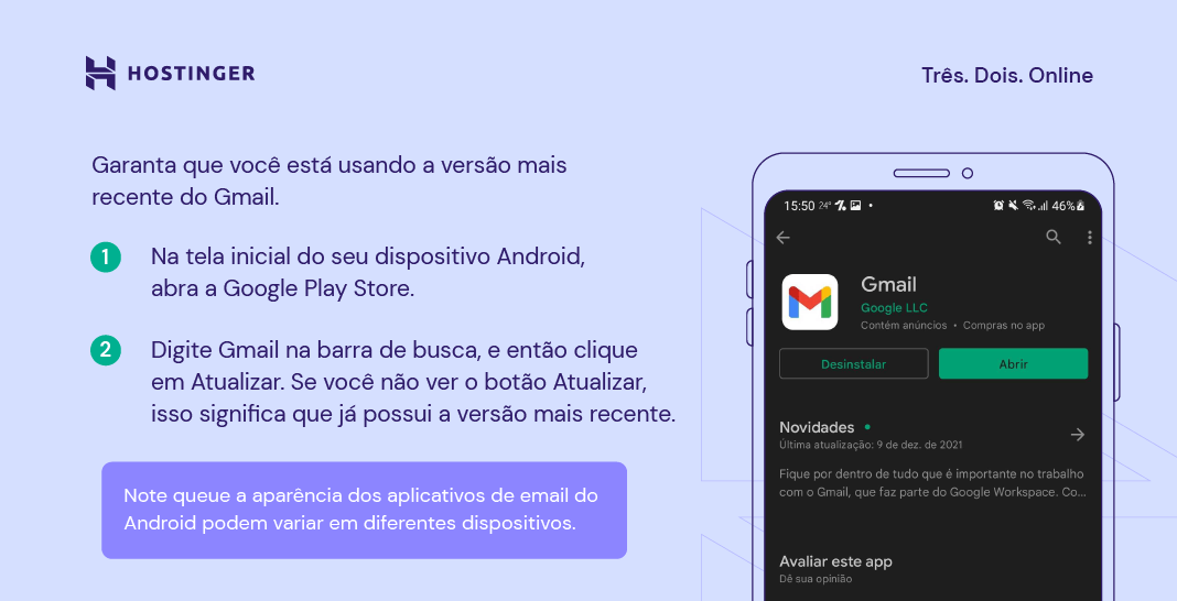 infográfico de como configurar gmail no android parte 1