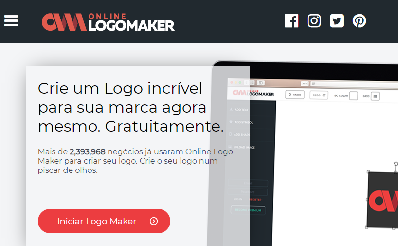 página inicial do criador de logos online Logo Makert