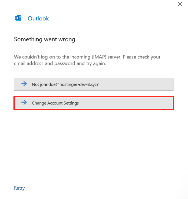 configurando email da hostinger no outlook 2019