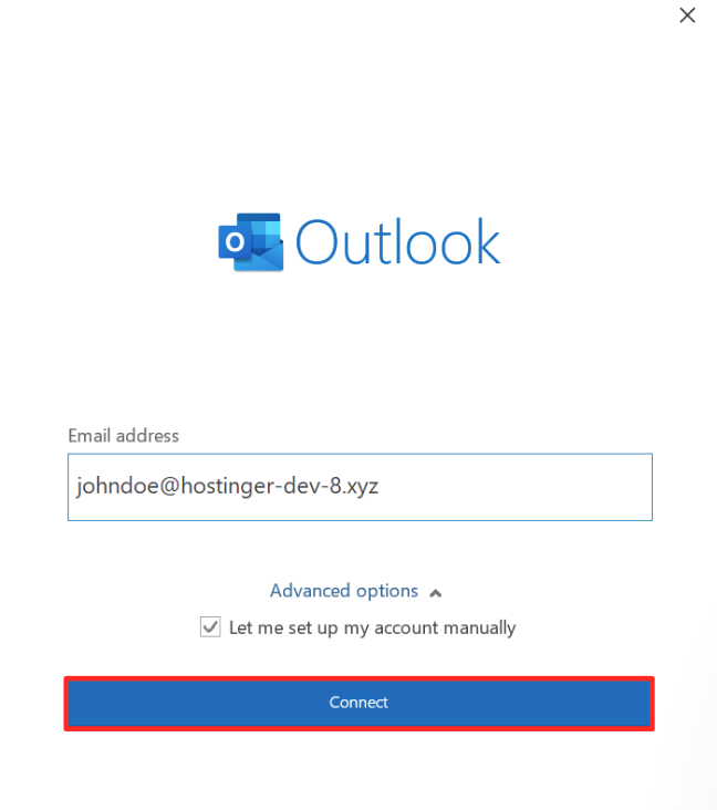 configurando email da hostinger no outlook 2019