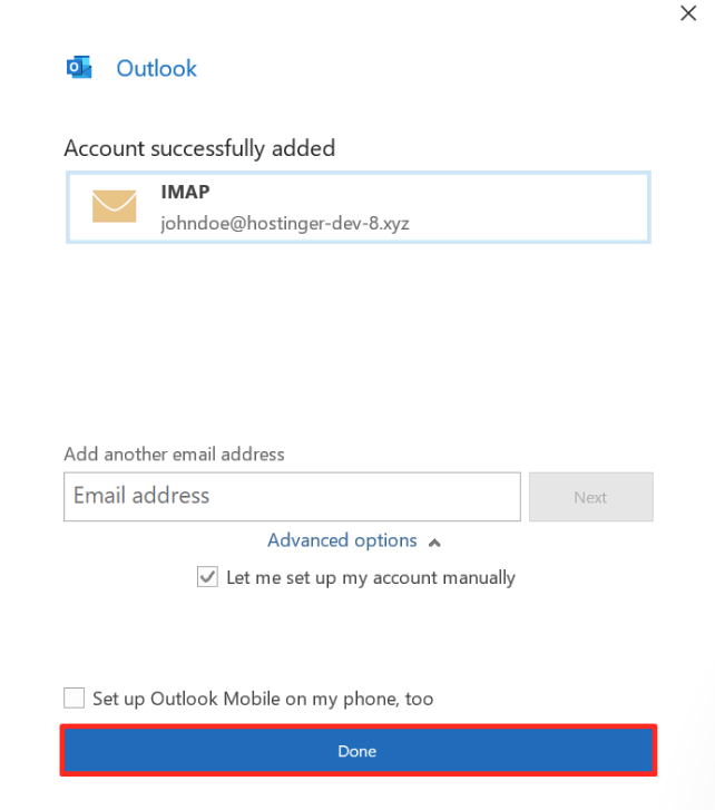 configurando email da hostinger no outlook 2019