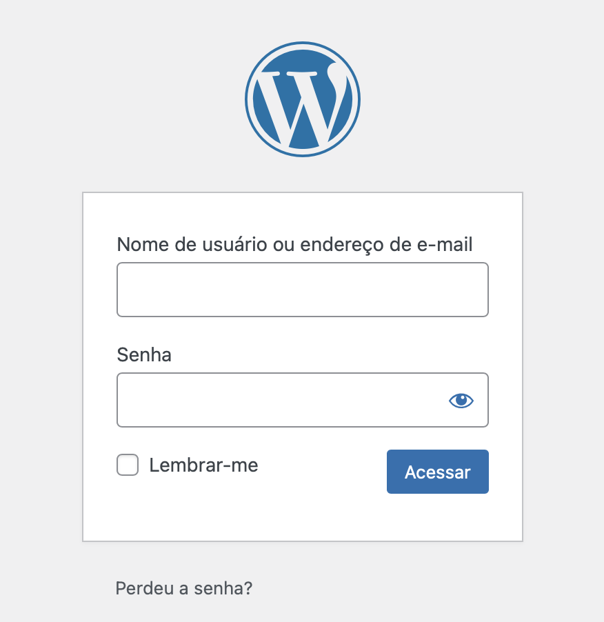 tela de login do wordpress