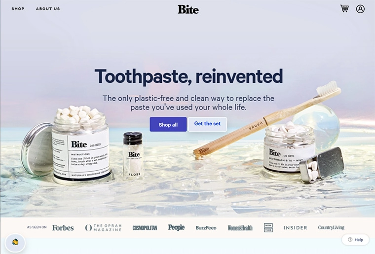 exemplos de e-commerce bite toothpaste