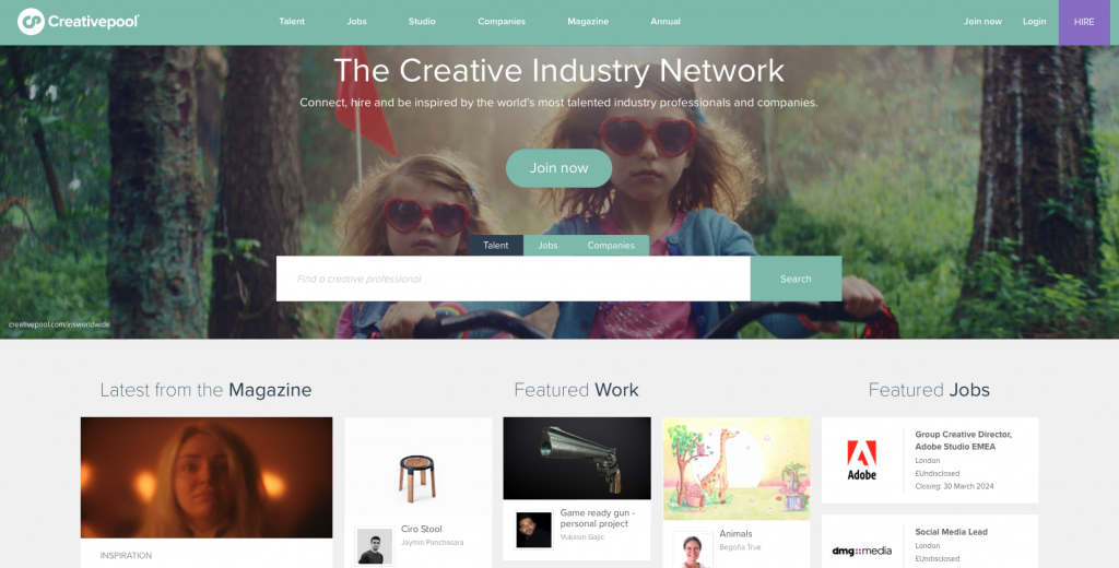 site da plataforma de empregos creativepool