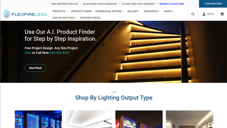 exemplo de e-commerce flexfire leds