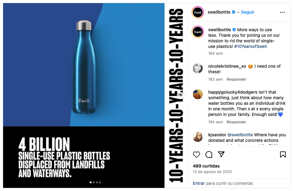 postagem da marca s'wells no instagram