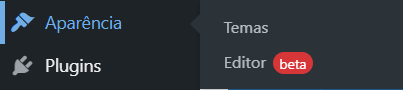 Menu painel admin WordPress 5.9