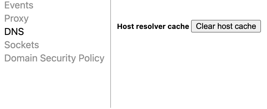 opção clear host cache no chrome