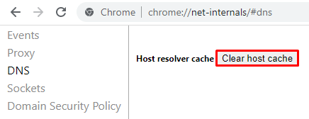 botão de limpeza de cache do host no google chrome