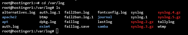 Listando todos os arquivos dentro do diretório /var/log no terminal