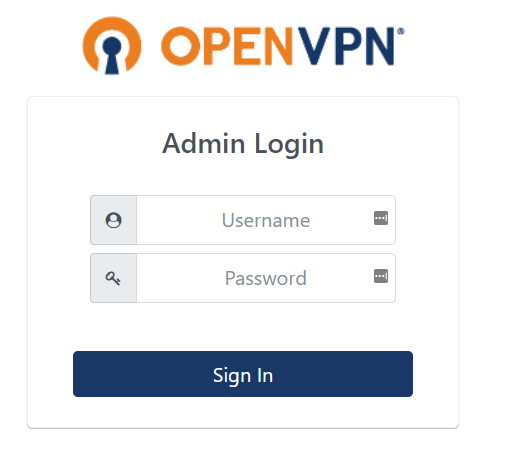 Página de login do administrador do OpenVPN