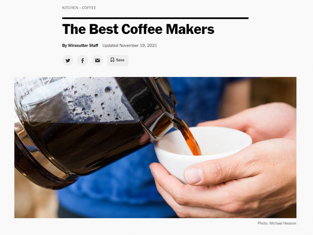 Imagem do  artigo The Best Coffee Maker do blog Wirecutter