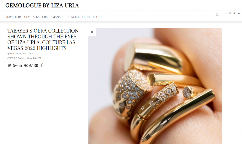 Página inicial do site de luxo Gemologue by Lisa Urla