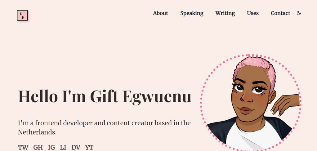 Site do portfolio da Gift Egwuenu