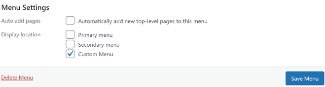 Configurações do menu personalizado no WordPress