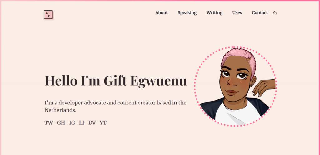 Portfólio desenvolvedor web de Gift Egwuenu