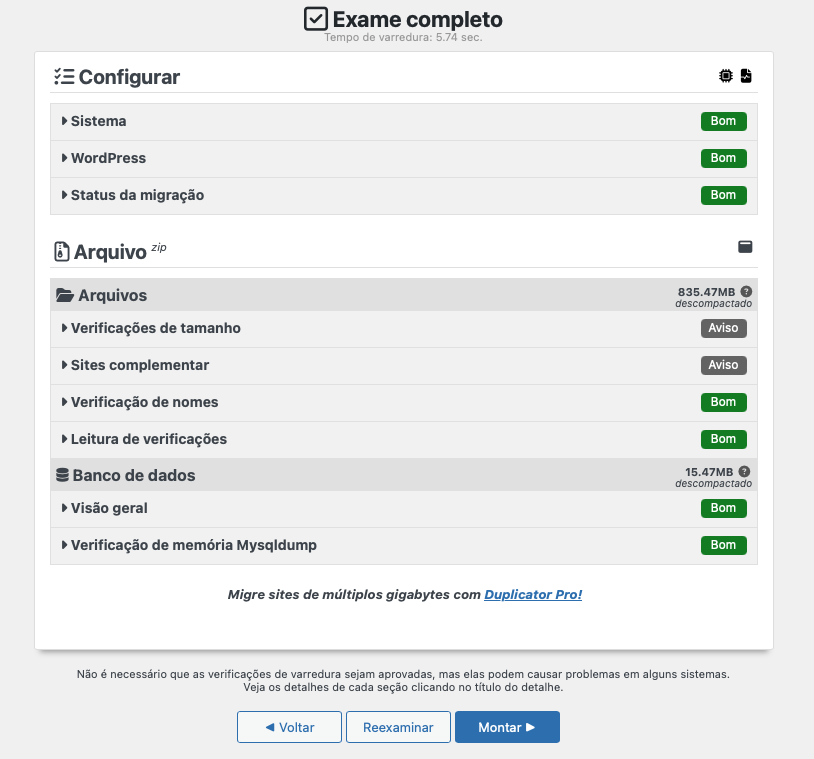 escaneamento do duplicator