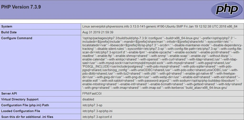 resultado do teste de php no centos 7