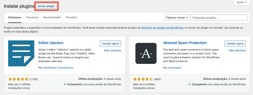 navegando por plugins no wordpress