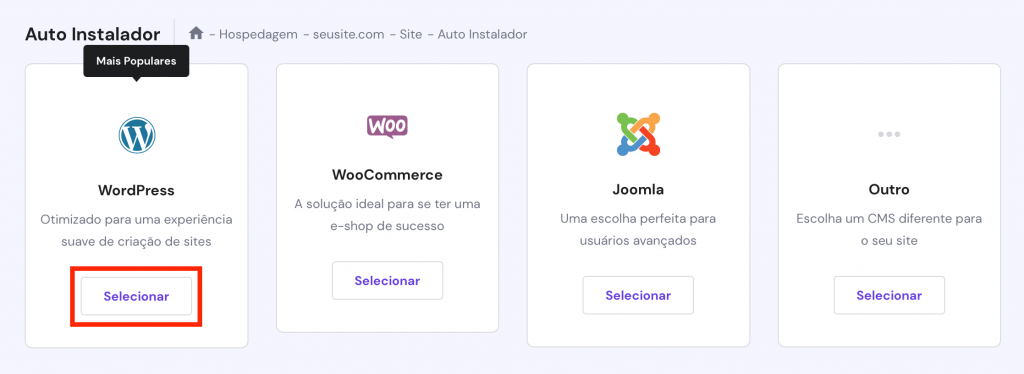 instalando wordpress no hpanel