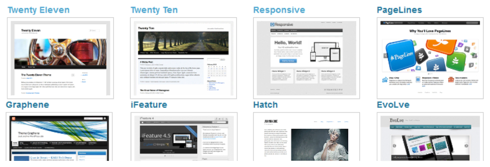 A imagem em miniatura do plugin Multiple Themes mostrando 8 temas