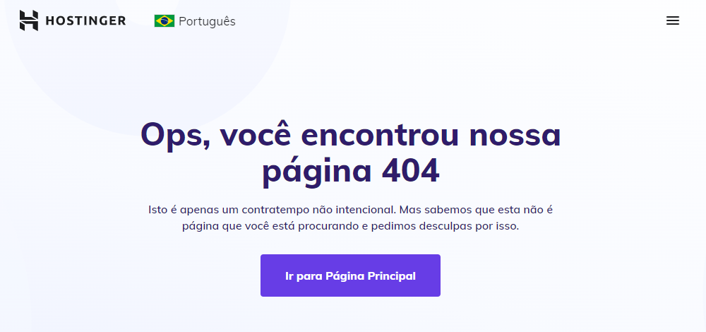 erro 404 no site da hostinger