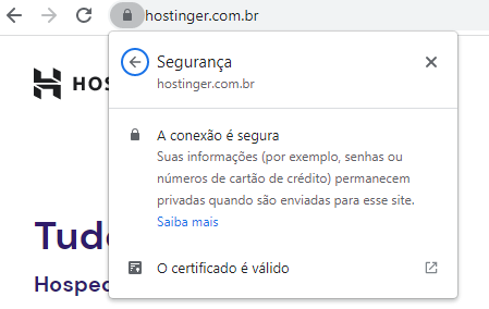 conexão https ativa no site da hostinger
