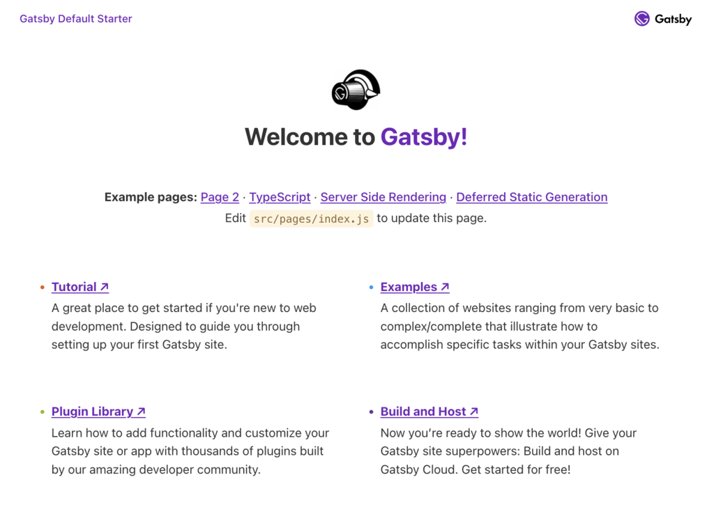 página padrão do site gatsby wordpress