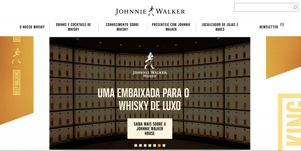 página inicial do site de johnnie walker