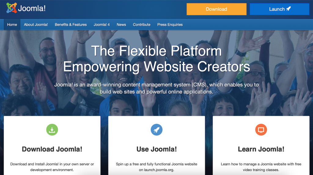 página do joomla na web