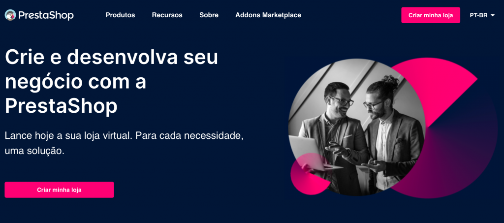 página do prestashop na web