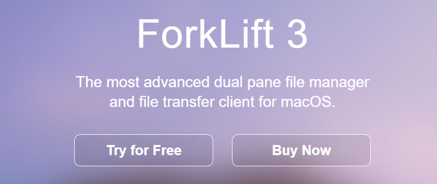 Captura de tela da página inicial do ForkLift