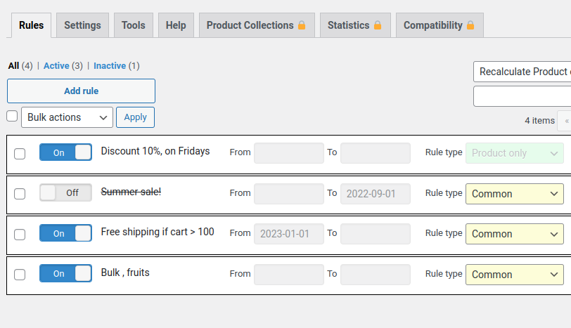 arte com recursos do plugin Advanced dynamic pricing para woocommerce