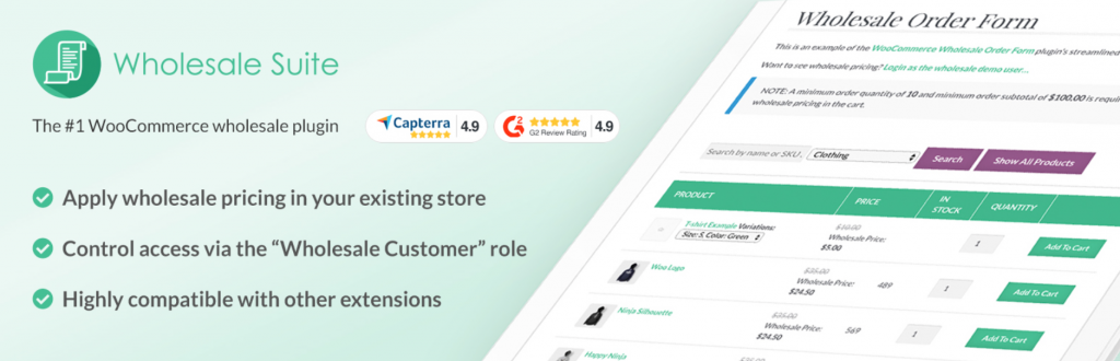 arte com recursos do plugin Wholesale suite para woocommerce