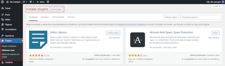 adicionar plugin no wordpress