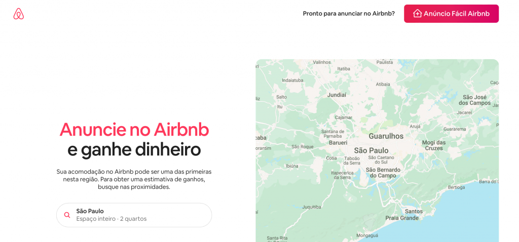 landing page do airbnb