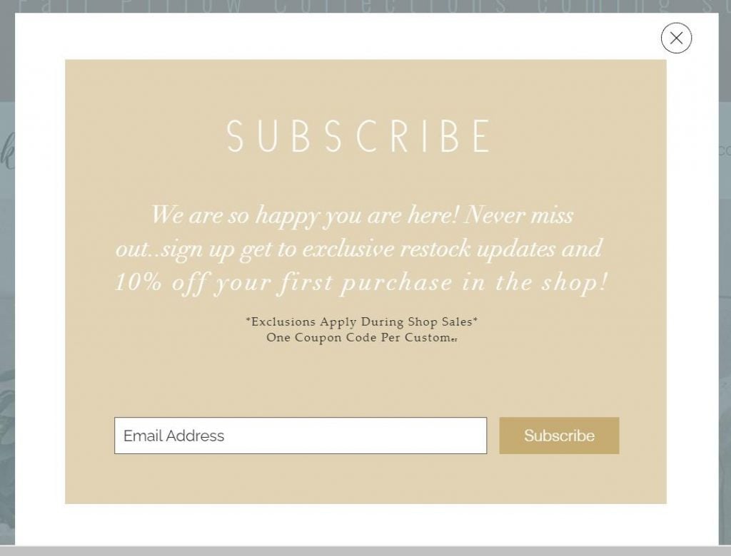 exemplo de popup de assinatura de email marketing