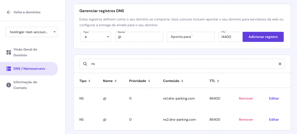 Gerenciar registros DNS