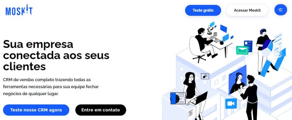 página inicial do site do moskit crm