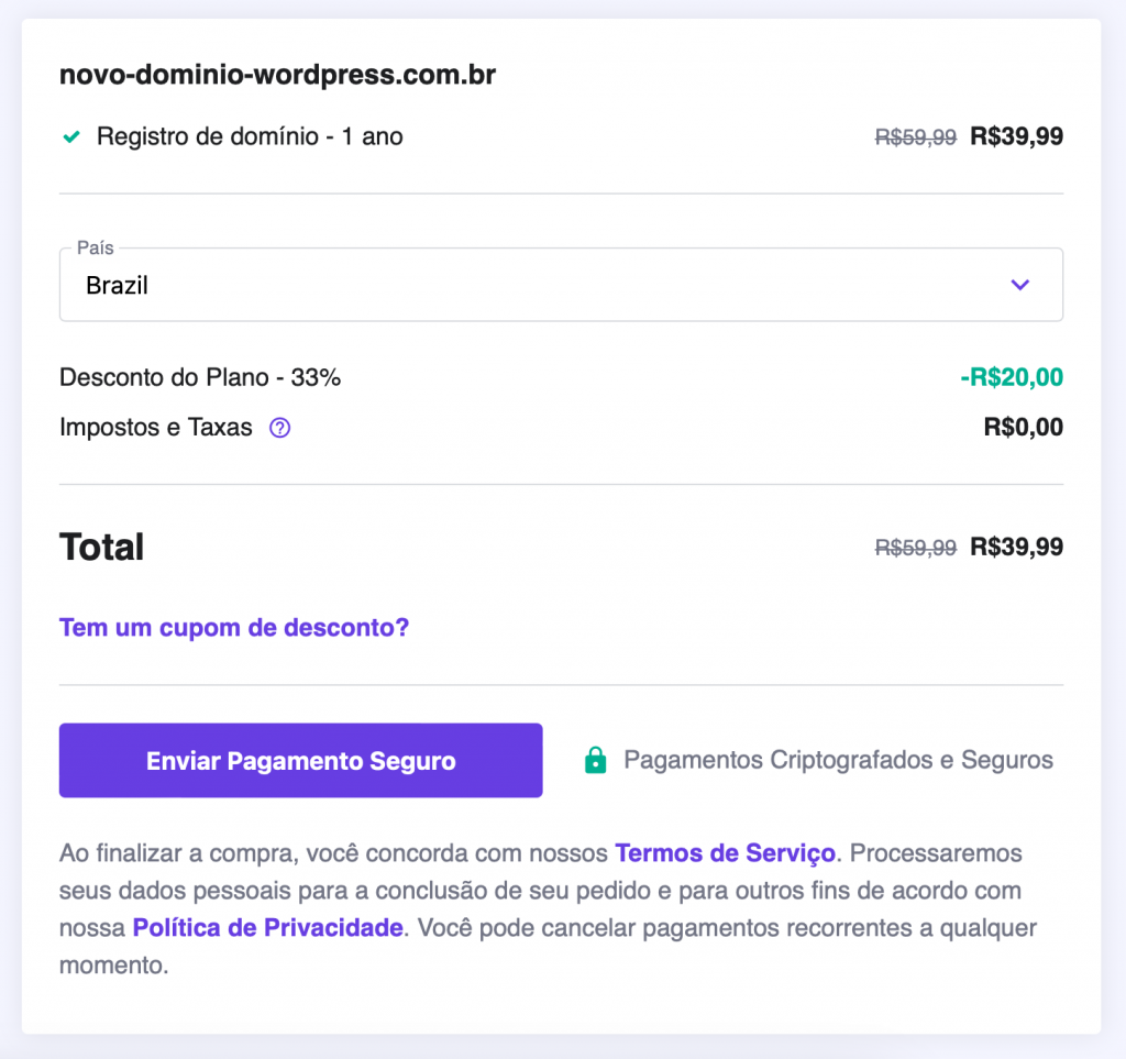 escolhendo e comprando domínio na hostinger